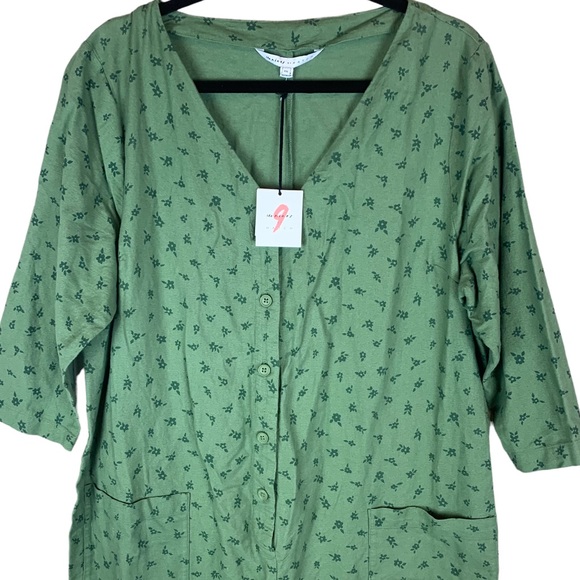 The Nines by Hatch Button Romper Jumpsuit Green Floral Maternity Size XXL - Picture 8 of 15